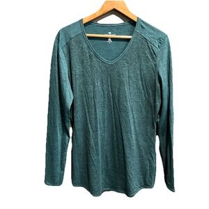 Segments Green Pure New  Merino Wool V-neck Long Sleeve Women's Sweater Size L